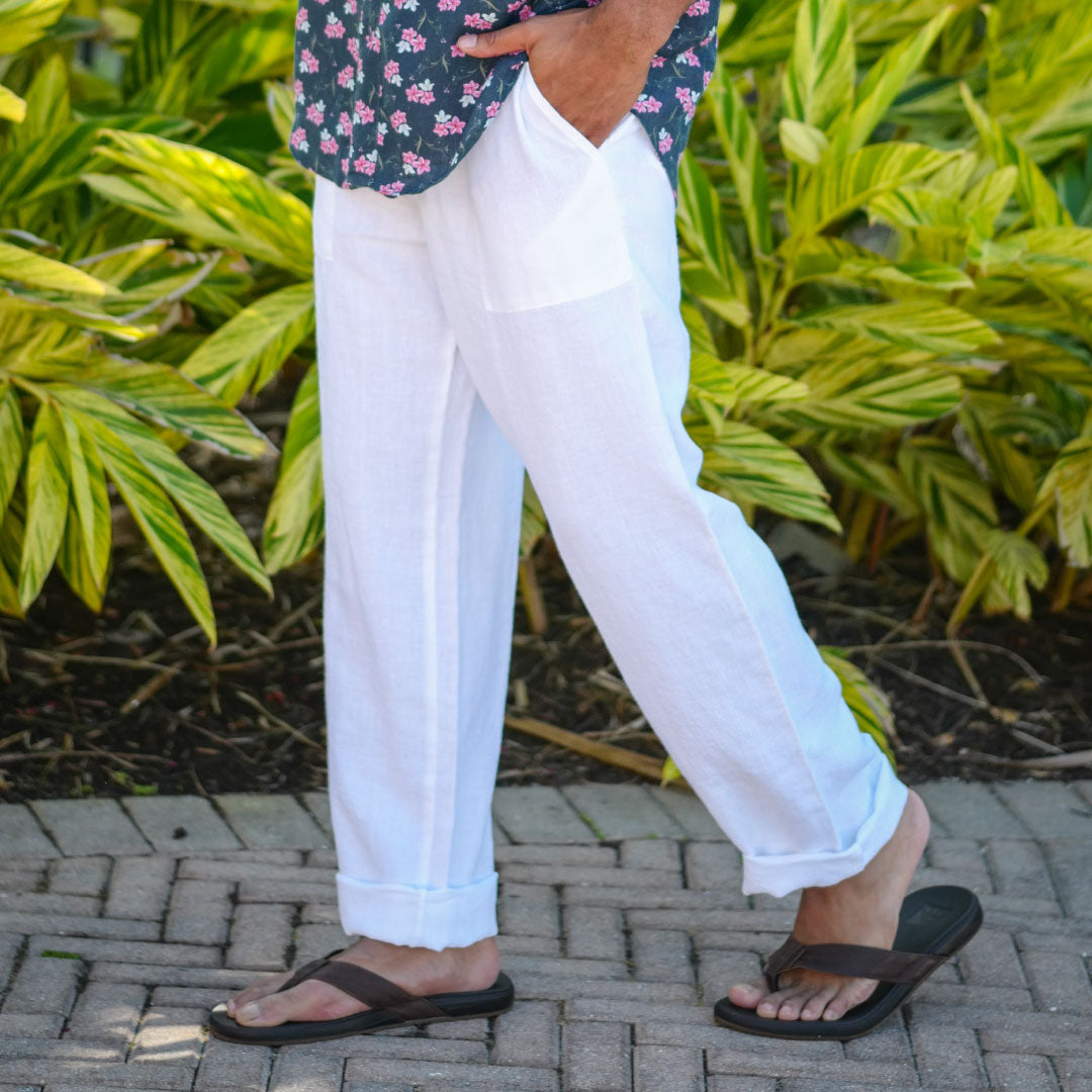 Sail White ++ white linen pants mens