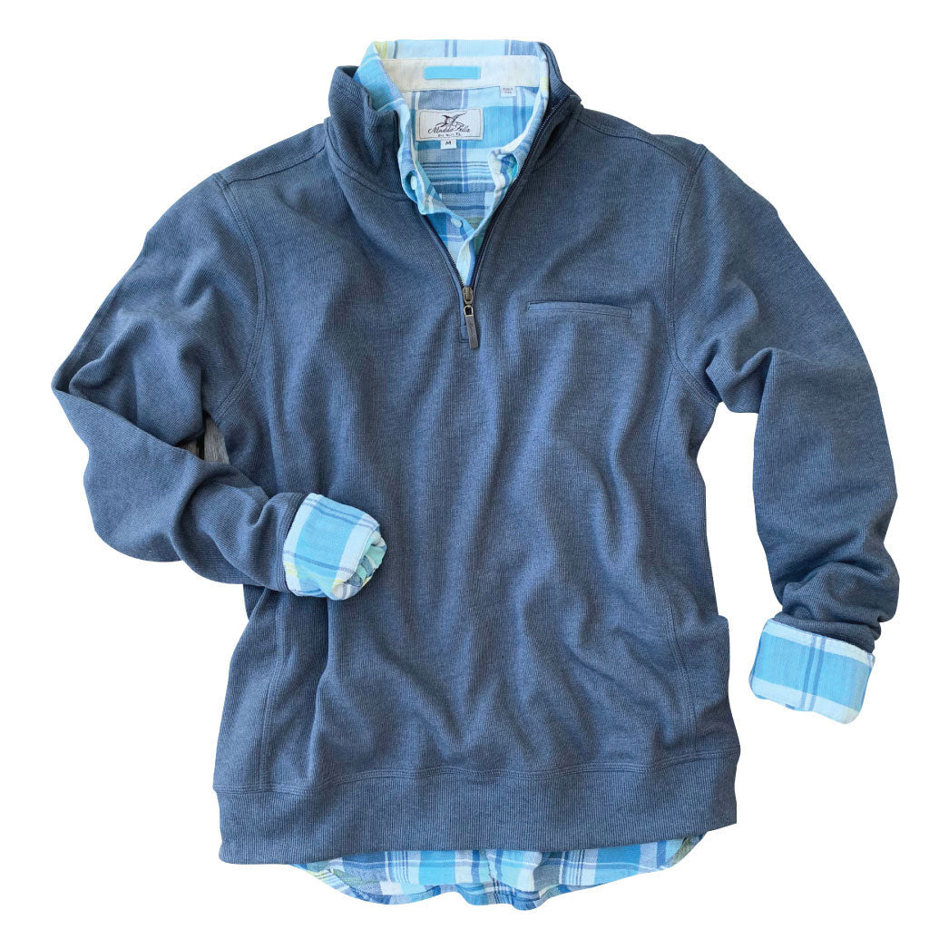 India Ink ++ mens quarter zip pullover blue