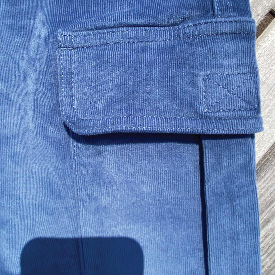 Moonlight Blue ++  mens blue corduroy cargo short
