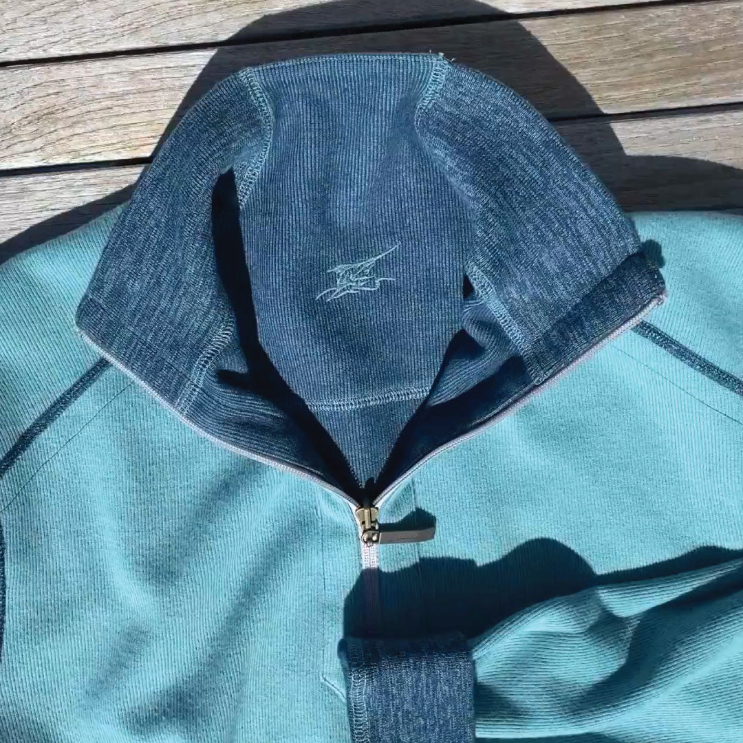 Beach Glass/ Deep Sea ++ teal reversible sweater mens