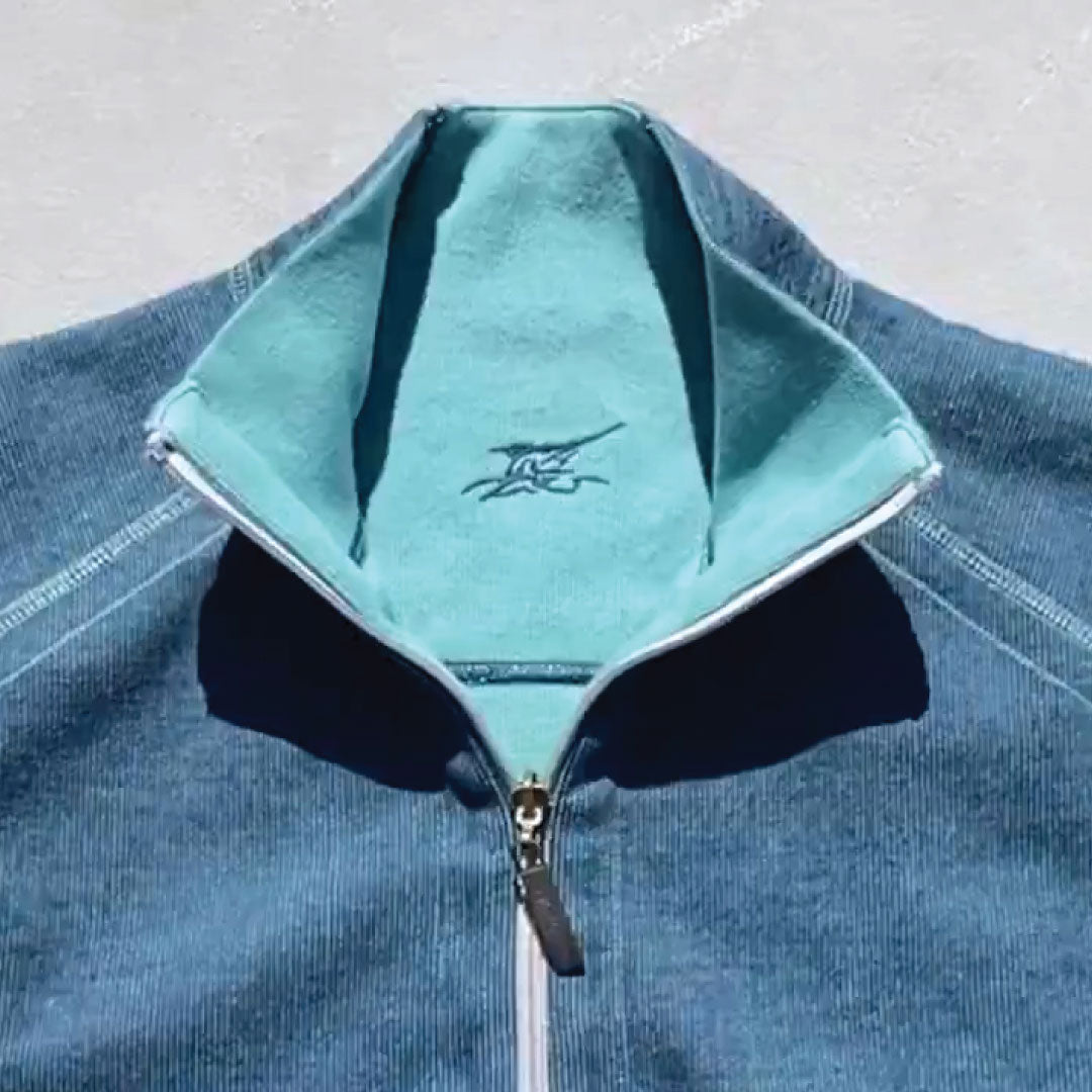 Beach Glass/ Deep Sea ++ navy reversible sweater mens