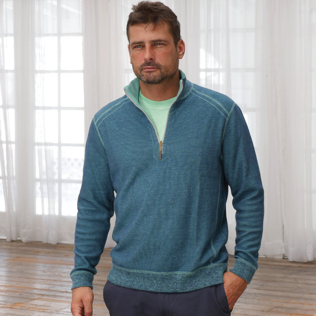 Beach Glass/ Deep Sea ++ navy reversible sweater mens