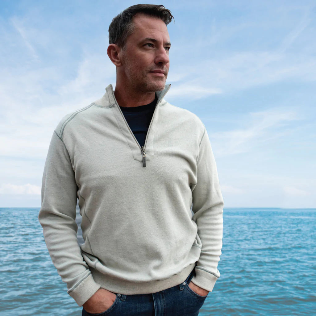 Bottle Green/Stone ++ stone color reversible sweater mens