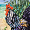 Key West Rooster Family – Cock – Original Oil On Canvas