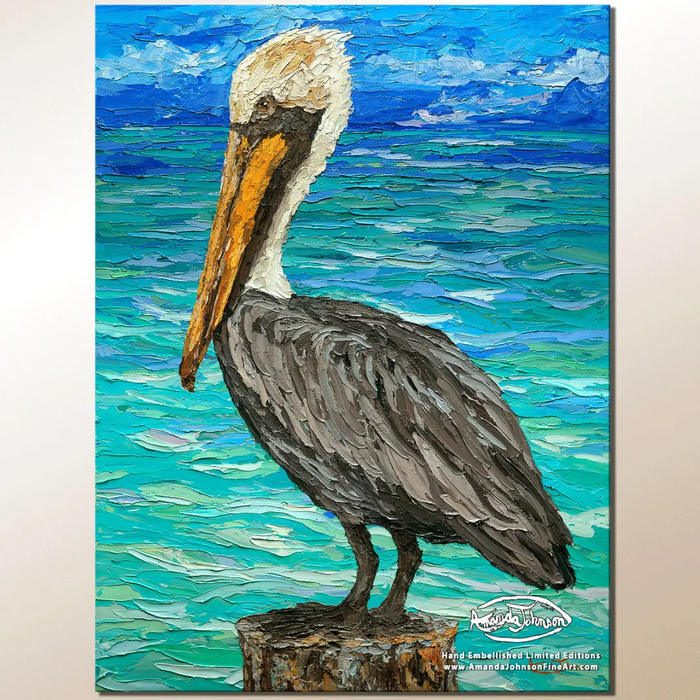 Sea Basin Pelican – LE Giclee On Canvas