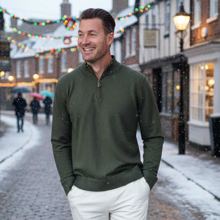 Men's Quarter-Zip Cashmere Blend Sweater | Madda Fella Men's Quarter-Zip Cashmere Blend Sweater | Madda Fella