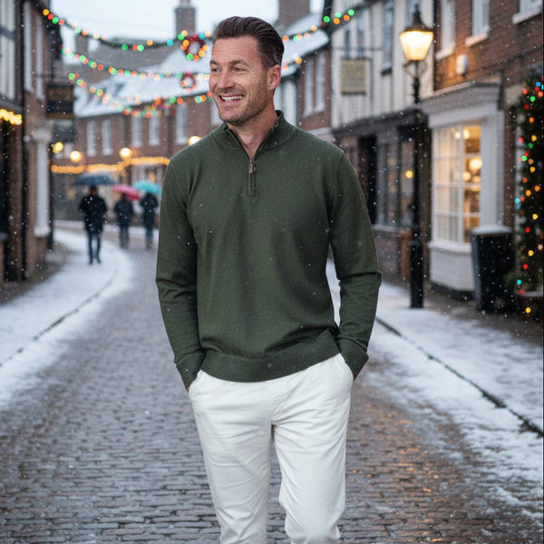 Men's Quarter-Zip Cashmere Blend Sweater | Madda Fella