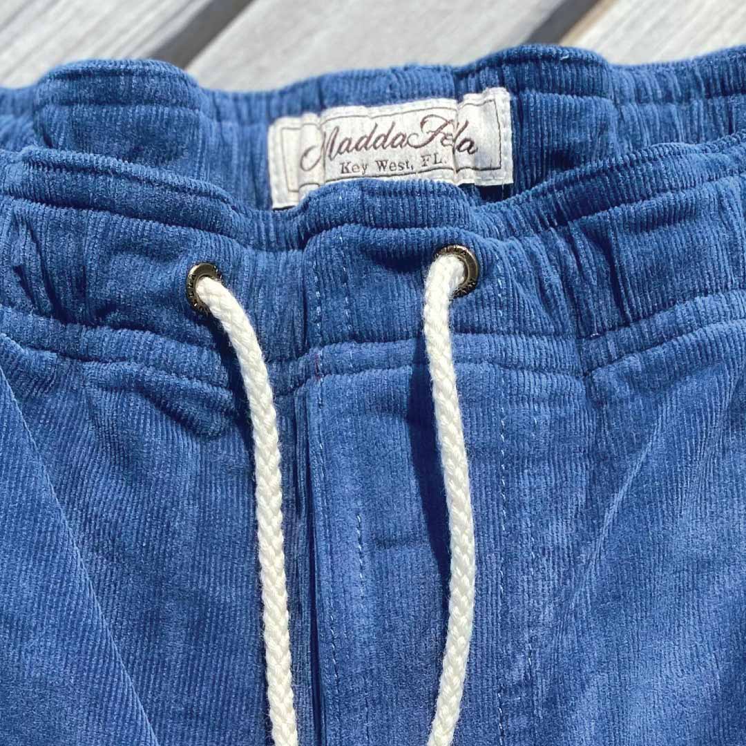 Moonlight Blue ++ mens corduroy blue drawstring shorts 