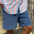 Moonlight Blue ++ mens corduroy blue drawstring shorts 