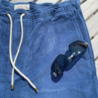Moonlight Blue ++ mens corduroy blue drawstring shorts 