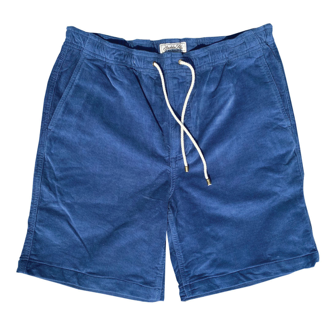 Moonlight Blue ++ mens corduroy blue drawstring shorts 