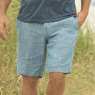 Sky Blue ++ mens sky blue linen shorts