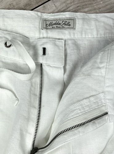 Mens white linen drawstring pants store
