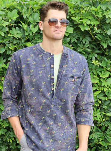 Collarless shirts for men deals