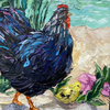 Key West Rooster Family – Hen – Original Oil On Canvas